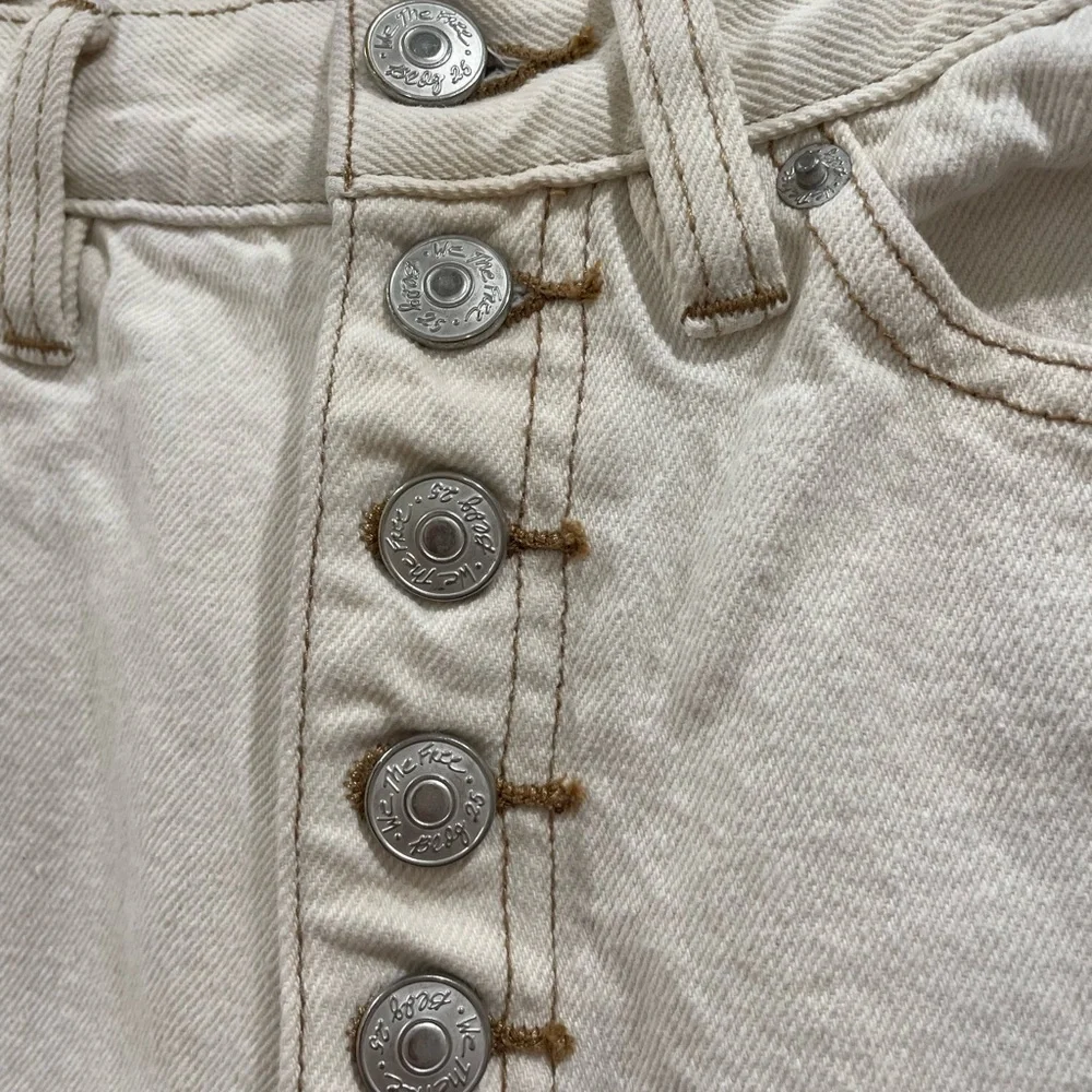 Free People Barrel Leg Button-Down Beige Pants Size 24